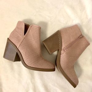 Blush Perforated Ankle Boots